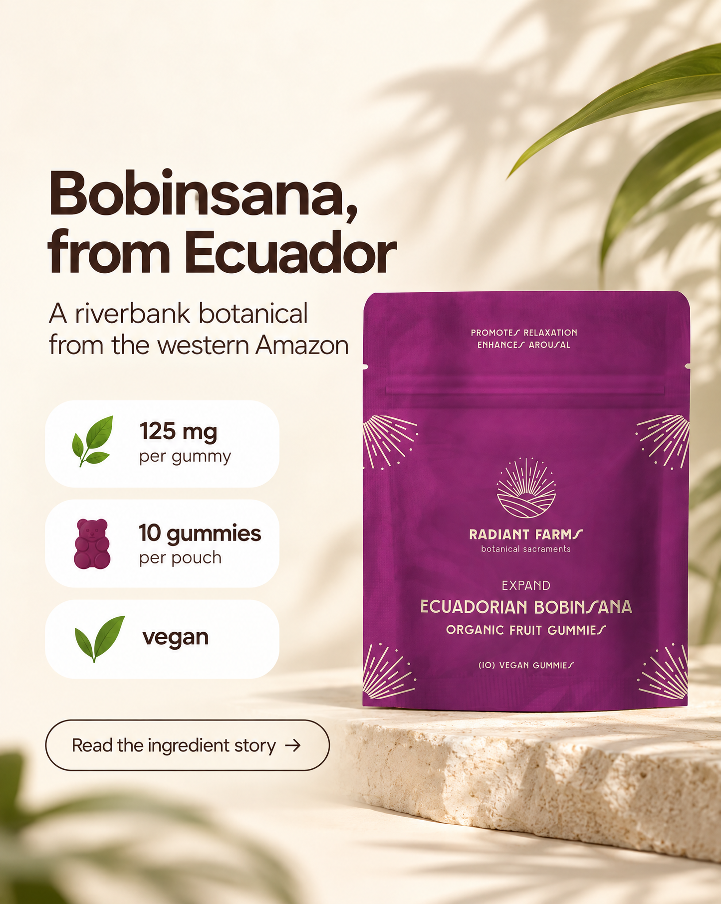 
                  
                    Expand: Bobinsana Gummies — 125 mg Ecuadorian Extract | 10 ct
                  
                